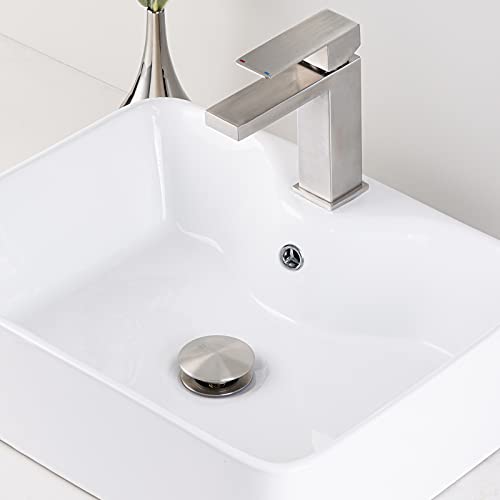 KES Bathroom Vessel Vanity Sink Pop Up Drain Stopper with Overflow for 1.6"-1.9" Sink Hole, All Metal Rustproof Brass and 304 Stainless Steel, Brushed Nickel, S2008A-BN - color: Brushed Nickel, style: With Overflow, 1 Pack