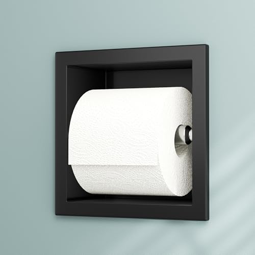 Neodrain Recessed Toilet Paper Holder, Matte Black Toilet Paper Holder Built-in, Stainless Steel Recessed Tissue Paper Roll Holder, in Wall - color: Matte Black, size: 6X6In