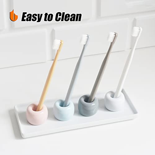 Urbanstrive Sleek Mini Ceramics Toothbrush Holder Stand for Bathroom Vanity Countertops, Pink - color: Pink