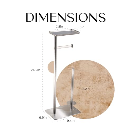 Day Moon™ - Toilet Paper Holder - Modern Roll Holder for Bathroom - 1 Pack - Free Standing - with Shelf, Brushed Nickel - color: Brushed Nickel
