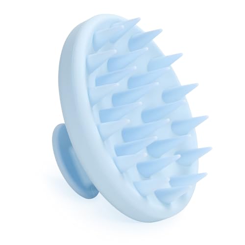 Meartchy Silicone Scalp Massager, Scalp Scrubber for Hair Growth with Soft Bristles, Scalp Exfoliator Brush Dandruff Removal Shampoo Brush for Wet Dry Scalp Care (Light Blue) - color: Light Blue