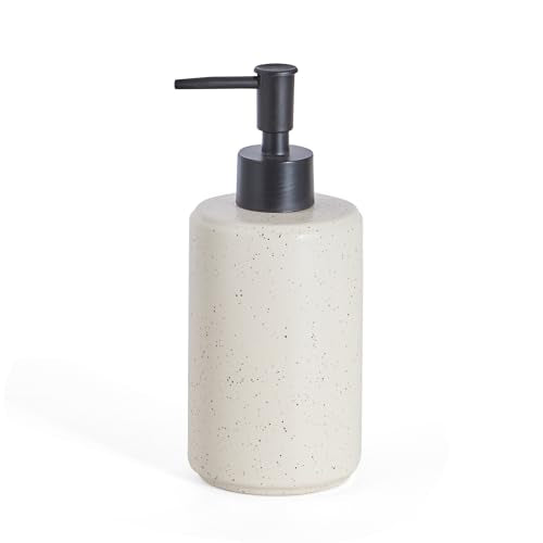 Ceramic Soap Dispenser, 14oz Rustic Dish Hand Soap Dispenser for Bathroom & Kitchen, Speckled Liquid Soap Pump Bottle for Shampoo, Lotion, Conditioner, Modern Farmhouse Bathroom Decor - color: Speckled-cream
