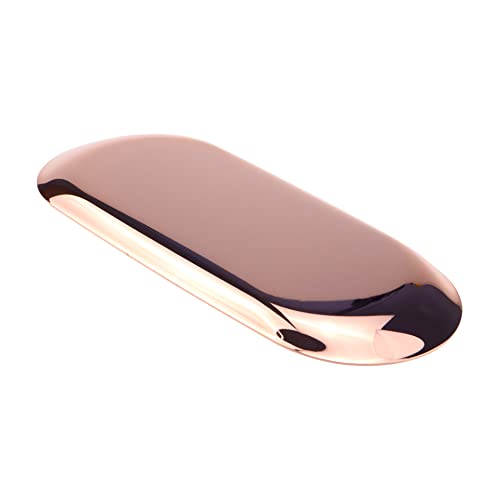 Dnyta Stainless Steel Decorative Tray, Decor Jewelry Dish, Rose Gold Bathroom Decor Makeup Serving Trays for Dresser, 9 x 3.7in Cosmetics Home Decor for Keys Watch Wallet Trinket (Oval, Rose Gold) - style: Oval rose gold style (1pcs)
