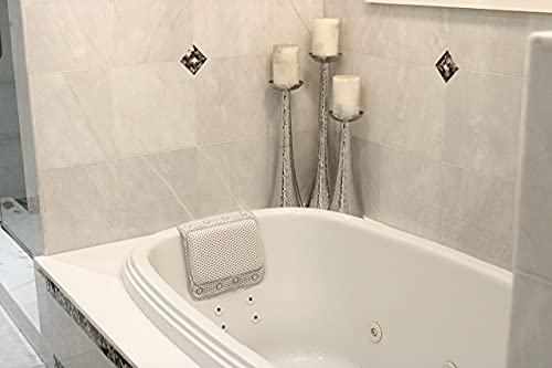 Luxurious Memory Foam Spa Bath Pillow for Tub Neck and Back Support - 8 Suction Cups, Non-Slip Design, Soft Cushion for Relaxing Soaks, by Dependable Industries (Pack of 2) - size: 12.5" x 12" (Pack of 2)