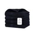 Villa Celestia Cotton Hand Towels Set of 4, 16 x 28, Oeko-TEX Certified, Quick Dry, Black - color: Black, size: Hand Towel - Pack of 4