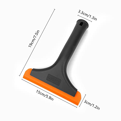 Super Flexible Silicone Squeegee, Auto Water Blade, Water Wiper, Shower Squeegee, 5.9'' Blade and 7.5'' Long Handle, for Car Windshield, Window, Mirror, Glass Door - color: Black