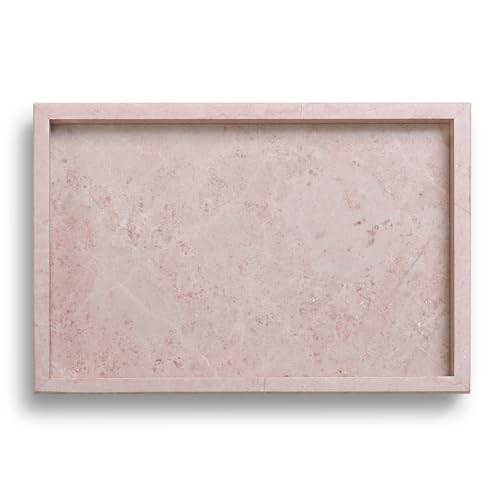 Yew & Tulip Natural Pink Marble Vanity Tray, Nature Rose Cream Marble Serving Tray for Bathroom, Kitchen, Vanity, Home Decor, Wedding etc. (12" x 8" x 1.2") - color: Pink