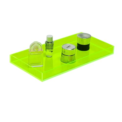 ROYALITA Acrylic Tray Bathroom Tray for Countertop, Guest Towel Holder Tray for Napkin Perfume Jewelry Makeup, Vanity Trays for Soap Dispenser, Aromatherapy, Cup & Candle, Green - color: Green