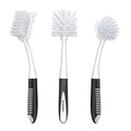 SetSail Dish Brush Set of 3 with Bottle Brush, Dish Scrub Brush with Long Handle Deep Cleaning Handle Brush with Scraper Tip for Kitchen Sink Dishes Bottle Cup Pot and Pans Tile Lines, Black - color: Black