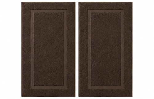 SALBAKOS 100% Turkish Cotton Bath Mat Set 2-Piece - 20x34 inch, Hotel & Spa Collection, Soft, Absorbent, Long Lasting, Durable Bathroom Rugs | Made in Turkey (Chocolate, 2 Bath Mats) - color: Chocolate, size: 2 Bath Mats