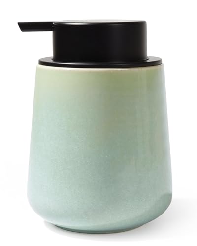 BosilunLife Hand Soap Dispenser - Ceramic Dish Soap Dispenser for Bathroom 12ounce Refillable Liquid Hand Wash Dispenser for Essential Oil, Lotion Soap, Light Green - color: Green