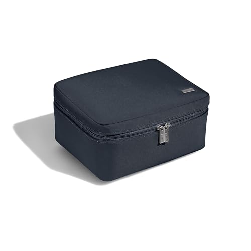 Away The Cosmetics Bag - Water-Repellent Cosmetic Travel Bag with Detachable Brush Organizer, Spill-Proof Bottom Compartment, Transparent Pockets - Navy Blue - color: Navy Blue