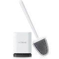 Deep Cleaner Toilet Brush: Silicone Toilet Brush with No-Slip Long Plastic Handle and Flexible Bristles, Quick Drying Holder Set for Toilet（White）