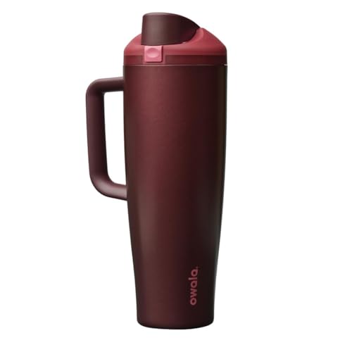 Owala FreeSip Tumbler Insulated Stainless Steel Water Bottle with Built-in Straw and Side Handle, For Travel, Work, School, and Sports, 40oz, BPA Free, Leak Proof, Black Cherry - color: Black Cherry, size: 40 Ounces