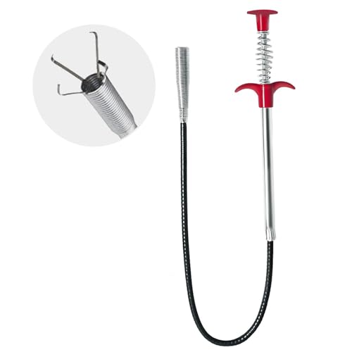 Drain Snake 35 Inch,Snake Drain Hair Removal Tool, Sink Unclogger Drain Cleaner Tool for Bathroom Kitchen Tub Shower Drain Clog Remover,Flexible Grabber Claw Pick Up Reacher