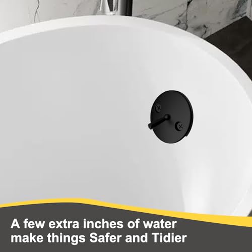 Trip Lever Bathtub Overflow Faceplate, Trip Levers Tub Drains Cover with Matching Screws (Matte Black) - color: Black Cover