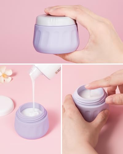 Mrsdry Travel Size Toiletries 8 Pack, TSA Approved 3oz Silicone Squeeze Bottles & Cream Jars with Clear Travel Bag - color: Lavender, size: 3oz bottle 3oz jar