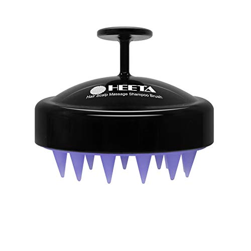HEETA Scalp Massager Hair Growth, Soft Silicone Scalp Scrubber Shampoo Brush for Exfoliation, Dandruff Removal Head Massage Stress Relax, Wet & Dry Use for Thick Thin Curly Hair Care, Black - color: 01-black