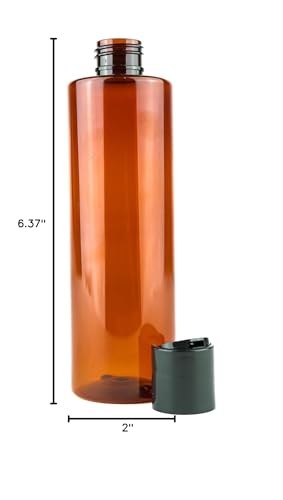 Plastic Amber Bottles (Pack of 12) - 8oz Amber Plastic Bottle with Screw Caps; Used as Reusable Shampoo Bottle, Lotion Bottles, Bottles for Travel and Body Wash Container - size: 8 oz 12 pack