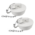 uxcell 2 Pcs Rubber Bathtub Stoppers, 1-1/8" to 1-1/4" Kitchen Sink Drain Stopper, Bathroom Drain Plug with Pull Ring and 15" Beaded Chain, White - size: 1-1/8"to 1-1/4"