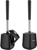 SetSail Toilet Brush and Holder, Self Closing Lid Toilet Bowl Brushes Holder and Extra Long Handle Ventilated Toilet Brush Set for Bathroom Cleaning, Nylon Bristles, 2 Packs-Black - color: Black, size: 2 packs