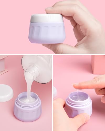 Mrsdry Travel Size Toiletries 8 Pack, TSA Approved 3oz/1oz Silicone Refillable Containers with Clear Travel Bag - color: Lavender, size: 3oz bottle 1oz jar