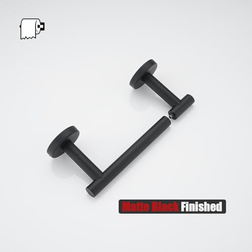 JQK Black Toilet Paper Holder, Double Post Pivoting Tissue Holder Wall Mount, 304 Stainless Steel Hold Mega Rolls, TPH150-PB - color: Matte Black
