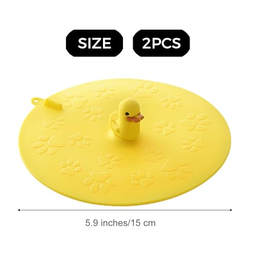 2Pcs Yellow Duck & Grizzly Bear Flat Tub Stoppers for Bathtub | Ceramic, Cartoon, Washbasin Plug - color: Mixcolor4