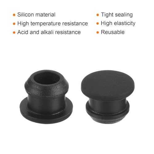 MECCANIXITY Silicone Snap in Locking Hole Plugs,Rubber Panel Seal Cover Flush Type Panel Round for Kitchen Rubber Bulkheads Waterproof Sealing Plugs 9.5mm/0.4 Inch Diameter Black,Pack of 10 - size: 9.5mm