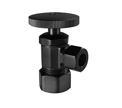Westbrass D105-62 Round Handle Angle Stop Shut Off Valve, 1/2" Copper Pipe Inlet with 3/8" Compression Outlet, Matte Black - color: Matte Black, size: 1 Pack