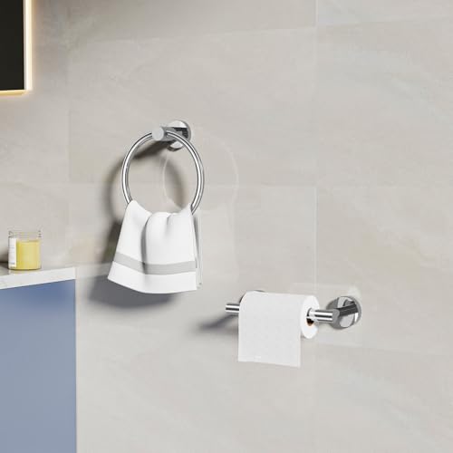 Toilet Paper Holder & Towel Holder, Bathroom Hardware Set-SUS304 Stainless Steel Double Post Pivoting Tissue Roll Holder and Hand Towel Ring Set for Bathroom, RV, Chrome - color: Chrome