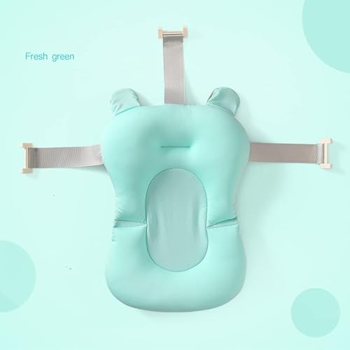Baby Bath Cushion Pad Newborn Bathtub Mat Infant Bath Supporter Net Baby Bathtub Pillow Non-Slip Floating Bathing Tub Seat (Green Bear, 28cm*43cm*26cm) - color: Green Bear