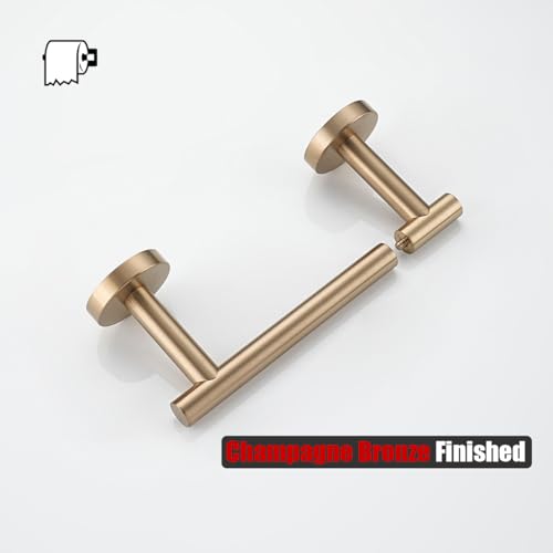 JQK Champagne Bronze Toilet Paper Holder, 7.5 Inch Double Post Pivoting Tissue Holder for Bathroom Wall Mount, 304 Stainless Steel Hold Mega Rolls, TPH150-CB - color: Champagne Bronze