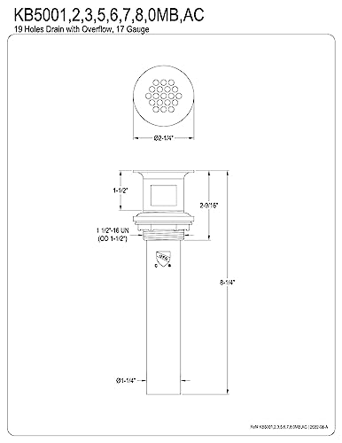 Kingston Brass KB500AC Grid Drain with Overflow, Antique Copper - color: Antique Copper