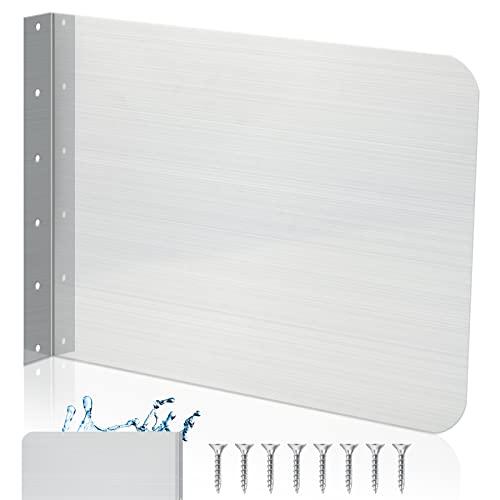 Amylove 15 x 12 Inch Stainless Steel Splash Guard Stainless Steel Wall Mount Guard with Screws for Bathroom Sink Side Sink Splash Prep Sinks Protector for Commercial Kitchen Restaurant - size: 15 x 12 Inch