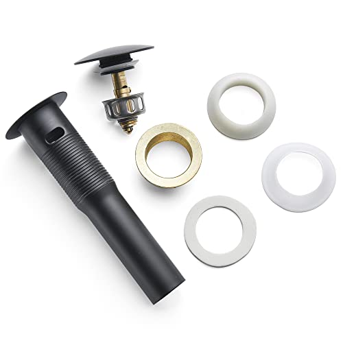 Rockgoya Bathroom Sink Drain,Drain Stopper Bathroom Sink Without Overflow,Pop Up Drain Assembly with Detachable Strainer Basket,Built-in Anti-Clogging Strainer,Stainless Steel Mattle Black - color: Mattle Black, style: Without Overflow