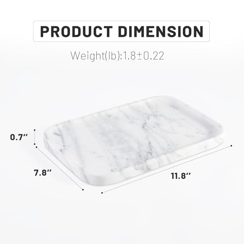 Arabescato Marble Vanity Tray - Decorative Organizer for Bathroom Countertop, Dresser, Kitchen Sink - color: Arabescato
