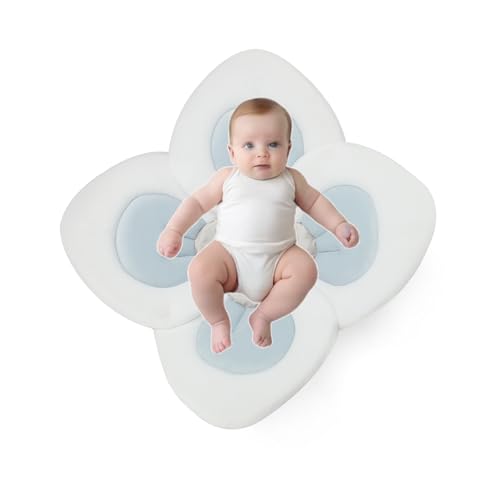 PandaEar Baby Bath Pad for Infant Newborn | Soft Flower Petals for Sink Bathtub Essentials Shower Gift (Blue) - color: Blue