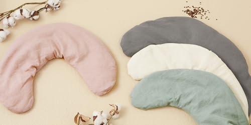 Bucky Linen Hot & Cold Neck Pillow, Natural Buckwheat Filling, Cream, 25x6.5-inch - color: Cream