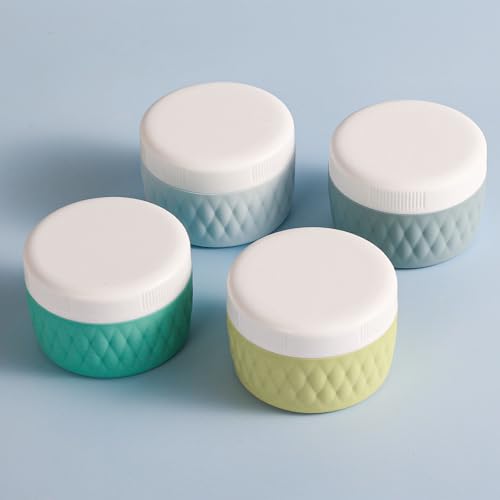 Kuangre Travel Containers for Toiletries, Silicone Cream Jars BPA-Free, TSA Approved 2oz Travel Size Containers, Leak-proof Silicone Jars with Lid for Cosmetic Face Hand Body Cream (4 Pack) - color: Mint, size: 2 Ounces