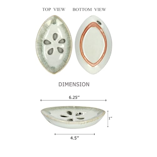 Ceramic Soap Dish with Self Draining Tray for Bar Soap, Bathroom, Kitchen (SmokyWhite) - color: Smoky White