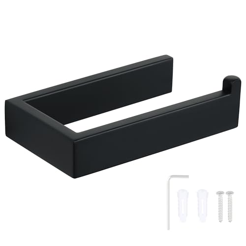 Sayayo Matte Black Toilet Paper Holder Wall Mount, RV Toilet Tissue Holder for Bathroom Tp Holder Square, SUS304 Stainless Steel 6 Inch - color: Black - Drilling