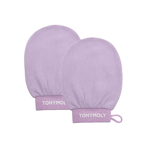 TONYMOLY Plum Bum K-Spa Exfoliating Glove – Korean Spa-Inspired Body Scrub Mitt for Deep Exfoliation, Smooth Skin & Glow, Reusable Biodegradable Viscose, 2 Pack