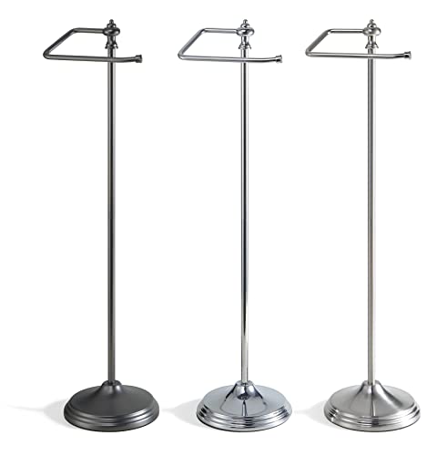 SunnyPoint Bathroom Free Standing Toilet Tissue Paper Roll Holder Stand with Reserve Function, Chrome Finish - color: Chrome