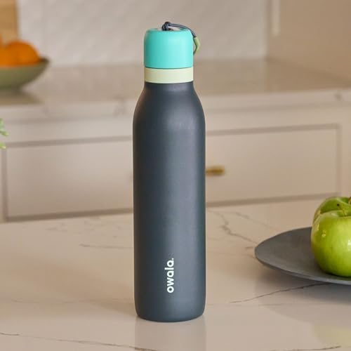 Owala FreeSip Twist Insulated Stainless Steel Water Bottle with Straw for Sports and Travel, BPA-Free, 18-oz, Blue/Grey (Foggy Tide) - color: Foggy Tide, size: 18 Ounces