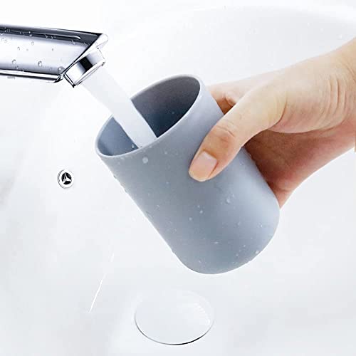 Bathroom Tumblers 2Pcs, Mouthwash Cup, Toothbrush Holders, Drink Mug, Pen Holder, Unbreakable Dishwasher Safe, 10fl.oz(300ml)/Pcs (Grey & Grey) - color: Grey&grey