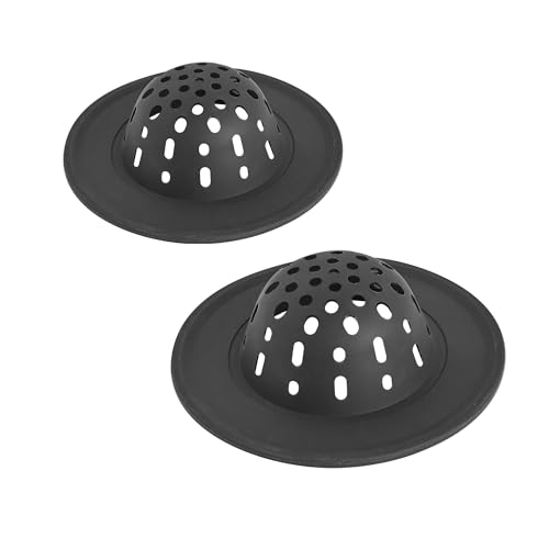Spectrum Silicone Sink Strainer 2-Pack - Flexible Kitchen Sink Drain Strainer, Fits Standard Sinks, Drain Guard Catch Food Debris for Sink Protection, Easy Removal, Dishwasher Safe, Black - color: Black, size: 2 Pack