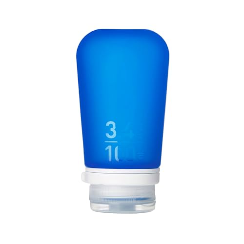 humangear GoToob+ (Large) | Refillable Silicone Travel Bottle | Locking Lid | Food-Safe Material | Dark Blue, Large (3.4 fl.oz.; 100ml) - color: Dark Blue, size: 3.4 Ounces