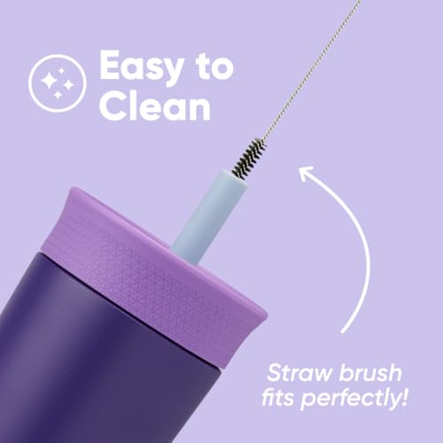 Owala Kids Insulation Stainless Steel Tumbler with Spill Resistant Flexible Straw, Easy to Clean, Kids Water Bottle, Great for Travel, Dishwasher Safe, 12 Oz, Purple (Peacock Palace) - color: Peacock Palace, size: 12 Ounces