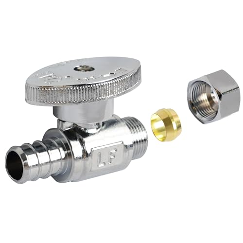 Hourleey 2 Pack Straight Stop Valve, Water Shut Off Valve 1/2" PEX x 3/8" OD Compression, Quarter Turn Chrome Plated Brass Valve for Faucets and Toilets - color: Straight (Pack of 2)